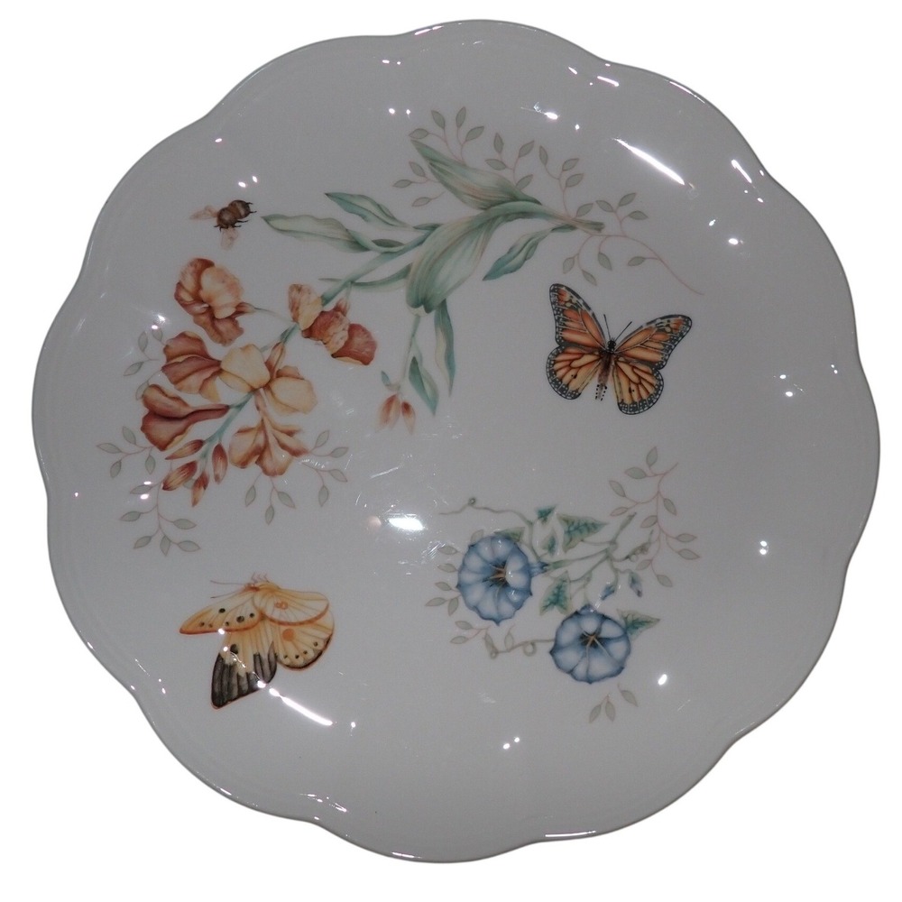 Lenox Butterfly Meadow Monarch Dinner Plate White Porcelain Floral 10.75in
